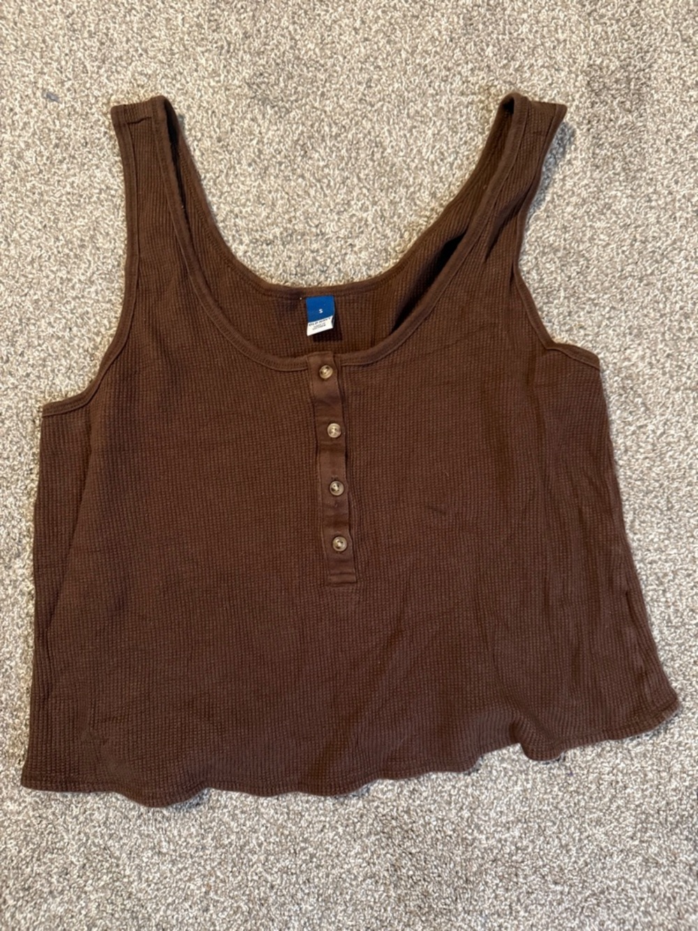 Old Navy Brown Crop Ribbed Henley Tank